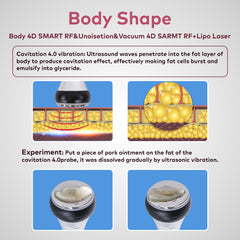 LANMEIREN 40K 4 in1 Radio-frequency Ultrasonic Vacuum Cavitation Machine, Body Slimming Sculpting Device for Face, Arm, Waist, Belly, Leg