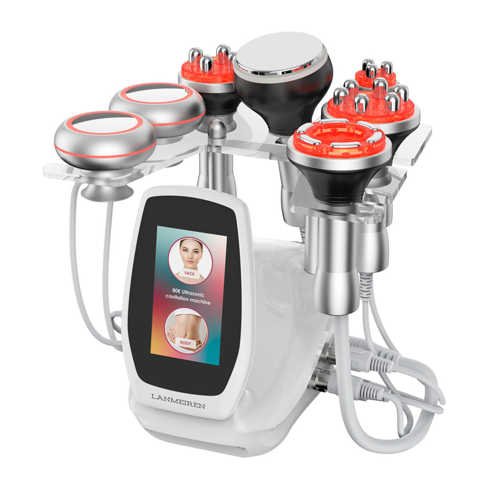 80K Ultrasonic Cavitation Machine 6 in 1 RF EMS Body Contouring & Fat Reduction for Face, Waist, Belly & Leg | LANMEIREN