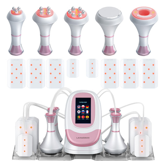 LANMEIREN 80K Cavitation Machine 6in1 Radiofrequency, with laser Pads, Ultrasonic Body Slimming System, Fat Burning Cellulite Body Massager