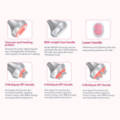 LANMEIREN 6in1 80k RF Ultrasonic Vacuum Cavitation System, for Fat Burning Body Slimming Sculpting, with EMS Pads