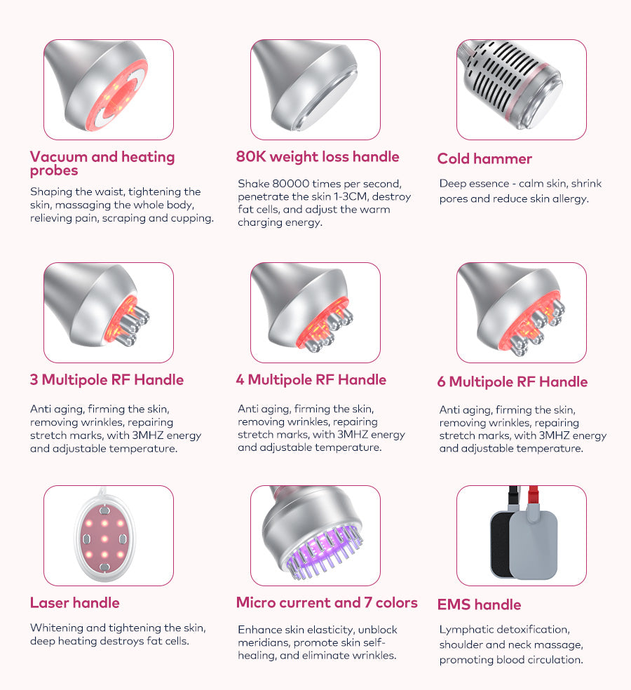 LANMEIREN 9 in 1 EMS 80K Cavitation body slimming device Radio Frequency Face Lifting, Weight Loss at Home or Beauty Salon SPA