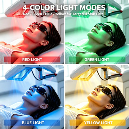 Home Use 360° Rotating 4-Color LEDs-Lights Therapy Machine for Skin Beauty Acne Treatment Anti-Aging Face Lifting