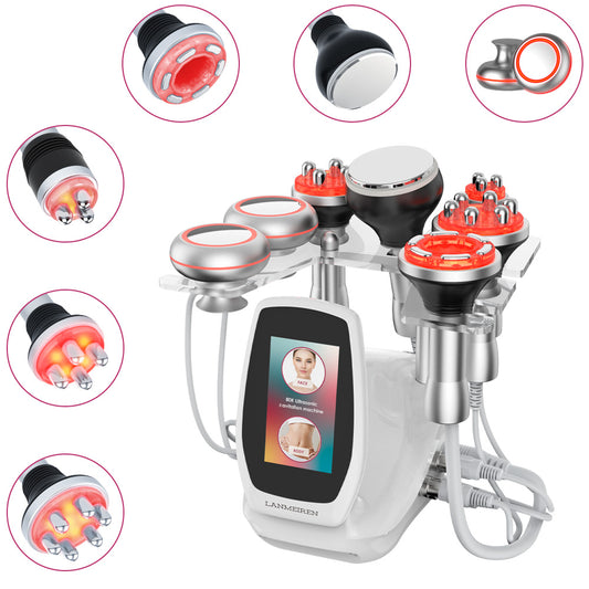 LANMEIREN 80k 6in1 RF Ultrasonic Cavitation System for Fat Burning, Wrinkle Removing, Body Slimming Sculpting with EMS Pads
