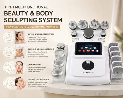 Ultrasonic Cavitation Machine 80K 11 in 1 Body Slimming Fat Reduction RF Skin Tightening with EMS&Laser Pads