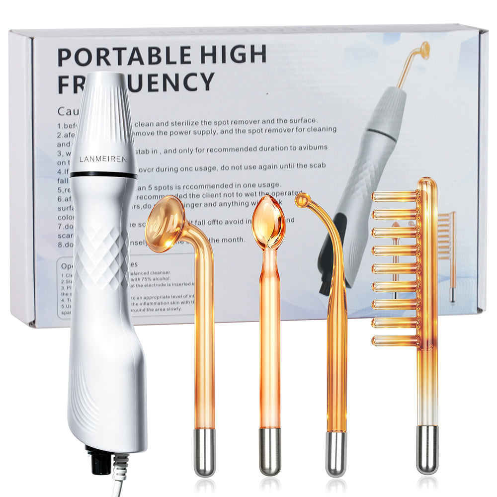 LANMEIREN High Frequency Skin Therapy Wand Machine with Neon Applicators Anti-Aging, Skin Tightening, Wrinkle Care & Hair and Scalp Care for Home Use