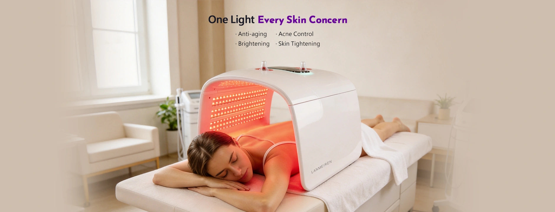 LANMEIREN LED Light Therapy Machine for anti-aging, acne control, skin brightening and tightening