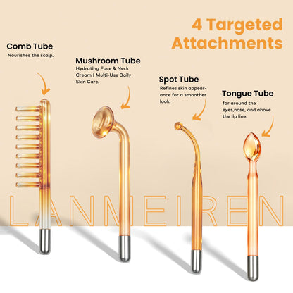 LANMEIREN High Frequency Skin Therapy Wand Machine with Neon Applicators Anti-Aging, Skin Tightening, Wrinkle Care & Hair and Scalp Care for Home Use
