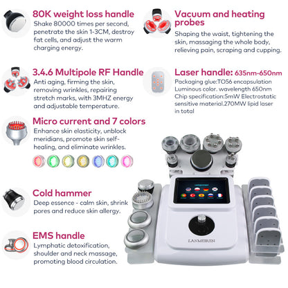 80K Cavitation and RF handpiece of LANMEIREN 11-in-1 body slimming machine