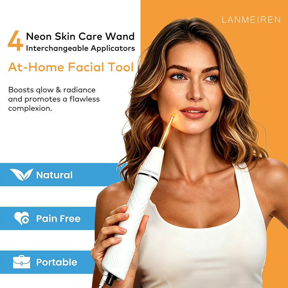 LANMEIREN High Frequency Skin Therapy Wand Machine with Neon Applicators Anti-Aging, Skin Tightening, Wrinkle Care & Hair and Scalp Care for Home Use