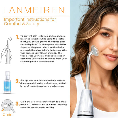 LANMEIREN High Frequency Skin Therapy Wand Machine with Neon Applicators Anti-Aging, Skin Tightening, Wrinkle Care & Hair and Scalp Care for Home Use