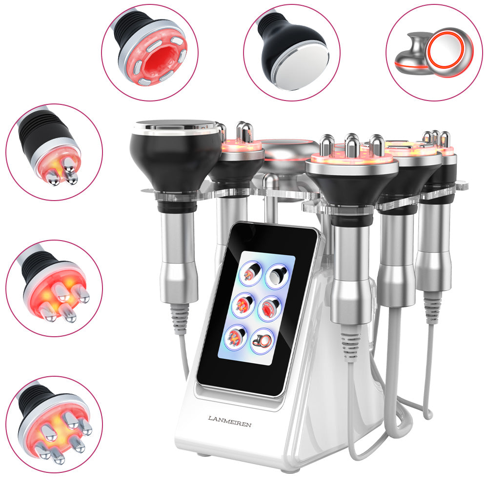 LANMEIREN 6in1 80k RF Ultrasonic Vacuum Cavitation System for Fat Burning Body Slimming Sculpting, with EMS Pads