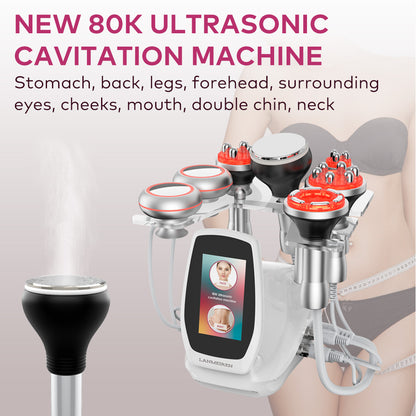 80K Ultrasonic Cavitation Machine 6 in 1 RF EMS Body Contouring & Fat Reduction for Face, Waist, Belly & Leg | LANMEIREN