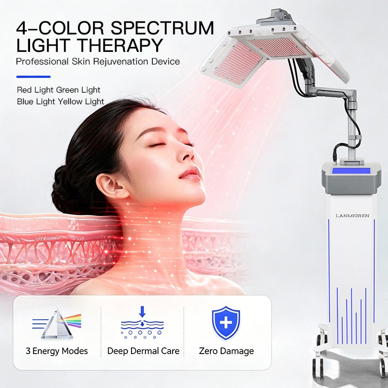 Home Use 360° Rotating 4-Color LEDs-Lights Therapy Machine for Skin Beauty Acne Treatment Anti-Aging Face Lifting