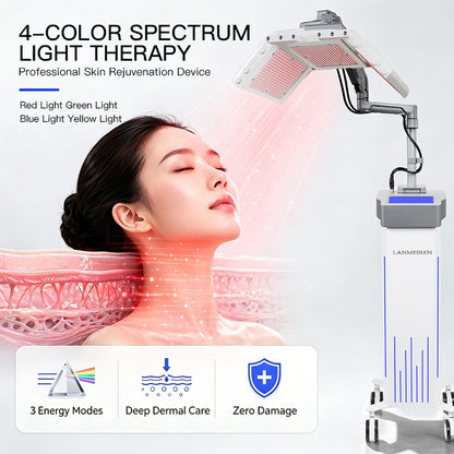 Home Use 360° Rotating 4-Color LEDs-Lights Therapy Machine for Skin Beauty Acne Treatment Anti-Aging Face Lifting