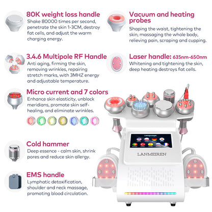80K Cavitation 9 in 1 EMS RF Body Contouring & Facial Lifting Device for Home & Beauty Salon SPA | LANMEIREN