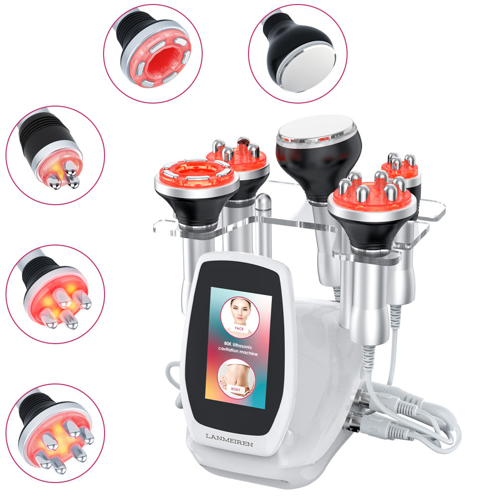 LANMEIREN Ultrasonic Body Slimming System, 5in1 80K Radiofrequency Cavitation Machine, Fat Burning Cellulite Body Massager