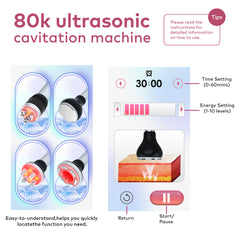 LANMEIREN 80K Cavitation Body Slimming Sculpting Device for Face, 4in1 Radio-frequency Vacuum Ultrasonic Machine, Arm, Waist, Belly, Leg