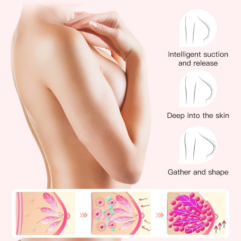 Breast enhancement massager stimulating chest muscles and subcutaneous tissue