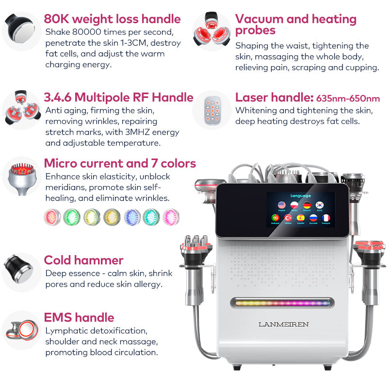 LANMEIREN newest 11 in 1 EMS cavitation weight loss Ultrasound Body Slimming & Contouring Facial Lifting & Wrinkle Reduction
