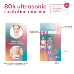 LANMEIREN 80k 6in1 RF Ultrasonic Cavitation System for Fat Burning, Wrinkle Removing, Body Slimming Sculpting with EMS Pads