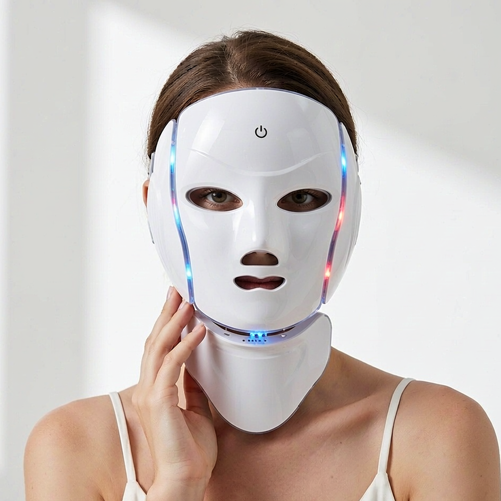 LANMEIREN 7 Color LED Face & Neck Mask Light Therapy Skincare Device for Home Use